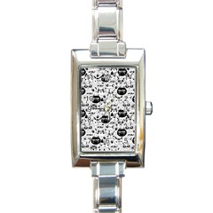 Cute Cat Faces Pattern Rectangle Italian Charm Watch by TastefulDesigns