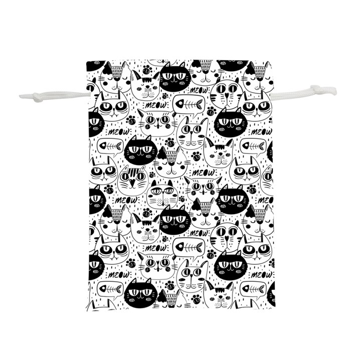 Cute Cat Faces Pattern Lightweight Drawstring Pouch (S)