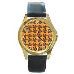 Inka Cultur Animal - Animals And Occult Religion Round Gold Metal Watch by DinzDas