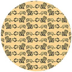 Inka Cultur Animal - Animals And Occult Religion Wooden Puzzle Round by DinzDas
