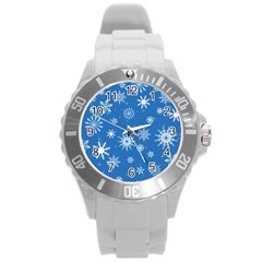 Winter Time And Snow Chaos Round Plastic Sport Watch (l) by DinzDas