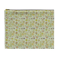 Abstract Flowers And Circle Cosmetic Bag (xl) by DinzDas