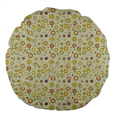 Abstract Flowers And Circle Large 18  Premium Round Cushions by DinzDas