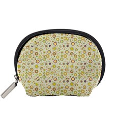 Abstract Flowers And Circle Accessory Pouch (small) by DinzDas