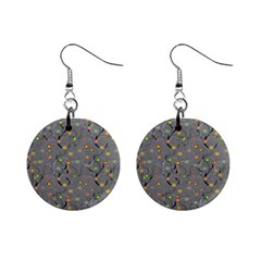 Abstract Flowers And Circle Mini Button Earrings by DinzDas