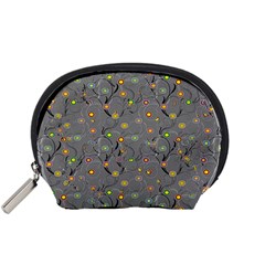 Abstract Flowers And Circle Accessory Pouch (small) by DinzDas