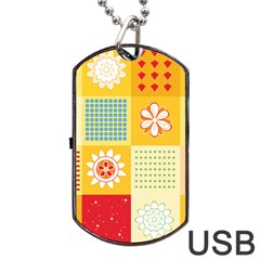 Abstract Flowers And Circle Dog Tag Usb Flash (two Sides) by DinzDas