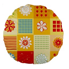 Abstract Flowers And Circle Large 18  Premium Round Cushions by DinzDas
