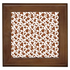 Animal Skin - Brown Cows Are Funny And Brown And White Framed Tile by DinzDas