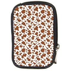 Animal Skin - Brown Cows Are Funny And Brown And White Compact Camera Leather Case by DinzDas