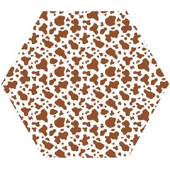 Animal Skin - Brown Cows Are Funny And Brown And White Wooden Puzzle Hexagon by DinzDas