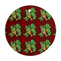 Monster Party - Hot Sexy Monster Demon With Ugly Little Monsters Ornament (round) by DinzDas