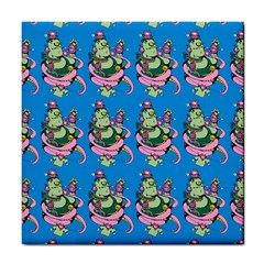 Monster And Cute Monsters Fight With Snake And Cyclops Tile Coaster by DinzDas