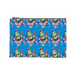 Monster And Cute Monsters Fight With Snake And Cyclops Cosmetic Bag (large) by DinzDas