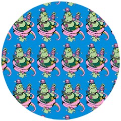 Monster And Cute Monsters Fight With Snake And Cyclops Wooden Puzzle Round by DinzDas