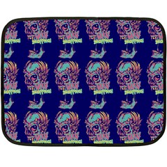 Jaw Dropping Horror Hippie Skull Fleece Blanket (mini) by DinzDas