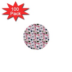 Adorable Seamless Cat Head Pattern01 1  Mini Buttons (100 Pack)  by TastefulDesigns