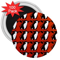  Bull In Comic Style Pattern - Mad Farming Animals 3  Magnets (100 Pack) by DinzDas
