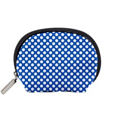 Pastel Blue, White Polka Dots Pattern, Retro, Classic Dotted Theme Accessory Pouch (small) by Casemiro