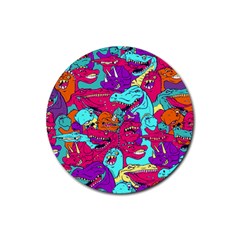 Dinos Rubber Round Coaster (4 Pack)  by Sobalvarro