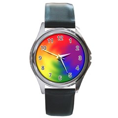 Rainbow Colors Lgbt Pride Abstract Art Round Metal Watch by yoursparklingshop