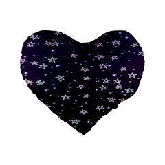 Stars Standard 16  Premium Flano Heart Shape Cushions by Sparkle
