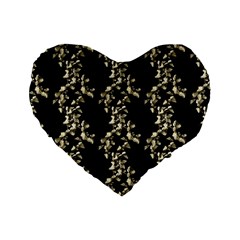 Dark Botanical Motif Pattern Standard 16  Premium Flano Heart Shape Cushions by dflcprintsclothing