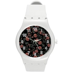Dusty Roses Round Plastic Sport Watch (m) by BubbSnugg