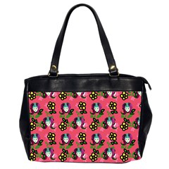 60s Girl Dark Pink Floral Daisy Oversize Office Handbag (2 Sides) by snowwhitegirl