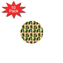 60s Girl Yellow Floral Daisy 1  Mini Buttons (10 Pack)  by snowwhitegirl