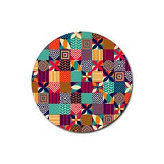 Geometric Mosaic Rubber Coaster (round)  by designsbymallika