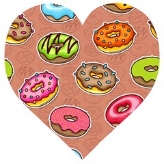 Doughnut Doodle Colorful Seamless Pattern Wooden Puzzle Heart by Amaryn4rt