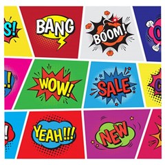 Pop Art Comic Vector Speech Cartoon Bubbles Popart Style With Humor Text Boom Bang Bubbling Expressi Wooden Puzzle Square by Amaryn4rt