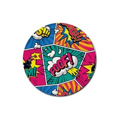 Comic Colorful Seamless Pattern Rubber Coaster (round)  by Amaryn4rt