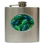 Tropical Green Leaves Background Hip Flask (6 oz)