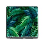 Tropical Green Leaves Background Memory Card Reader (Square 5 Slot)