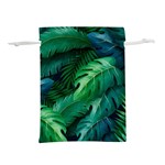 Tropical Green Leaves Background Lightweight Drawstring Pouch (L)