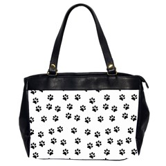 Dog Paws Pattern, Black And White Vector Illustration, Animal Love Theme Oversize Office Handbag (2 Sides) by Casemiro