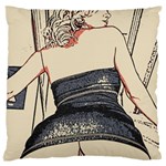 Bedroom invitation, kinky blonde girl illustration, naughty sketch Large Flano Cushion Case (One Side)