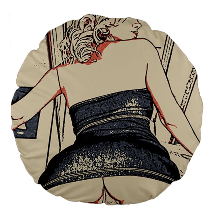 Bedroom invitation, kinky blonde girl illustration, naughty sketch Large 18  Premium Flano Round Cushions