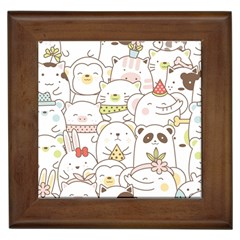 Cute-baby-animals-seamless-pattern Framed Tile