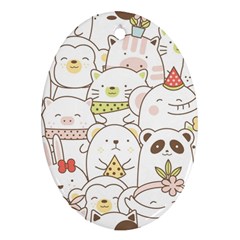 Cute-baby-animals-seamless-pattern Ornament (oval)