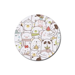 Cute-baby-animals-seamless-pattern Rubber Coaster (round)  by Sobalvarro