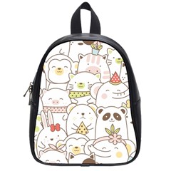 Cute-baby-animals-seamless-pattern School Bag (small)