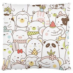 Cute-baby-animals-seamless-pattern Large Flano Cushion Case (two Sides)