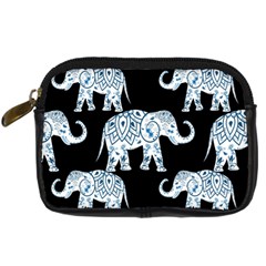 Elephant-pattern-background Digital Camera Leather Case by Sobalvarro