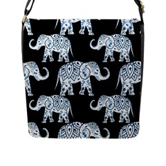 Elephant-pattern-background Flap Closure Messenger Bag (l) by Sobalvarro