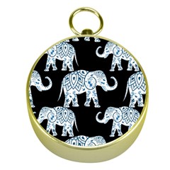 Elephant-pattern-background Gold Compasses by Sobalvarro