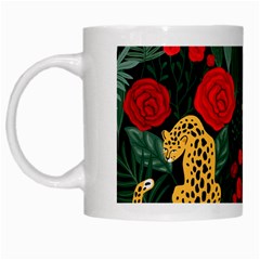 Seamless-pattern-with-leopards-and-roses-vector White Mugs by Sobalvarro