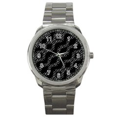Black And White Geo Print Sport Metal Watch by dflcprintsclothing